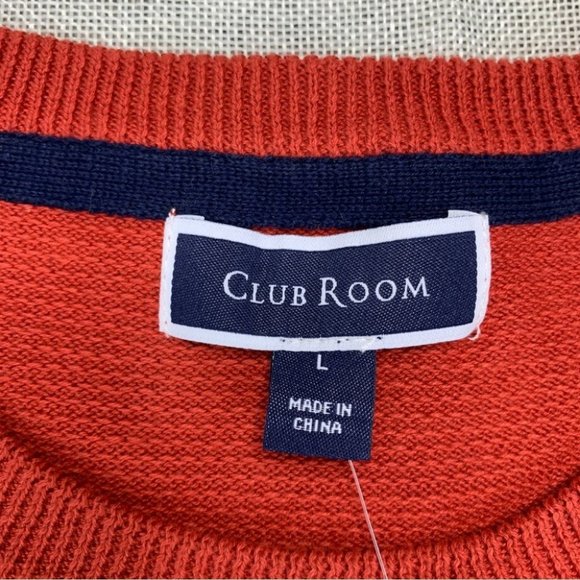 Club Room Mens Striped Lightweight Sweater Orange Combo L - Picture 3 of 9
